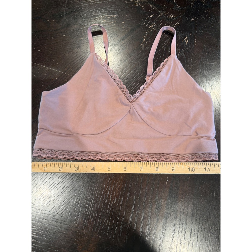 Nike Indy Lace Trim Sports Bra Mauve Pink V-Neck Light Support Bralette Small